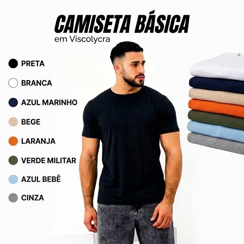 Camiseta Masculina Básica Malha Fria - Leve e Confortável Ideal para Dia a Dia Treinos Academia (Diversas Cores)