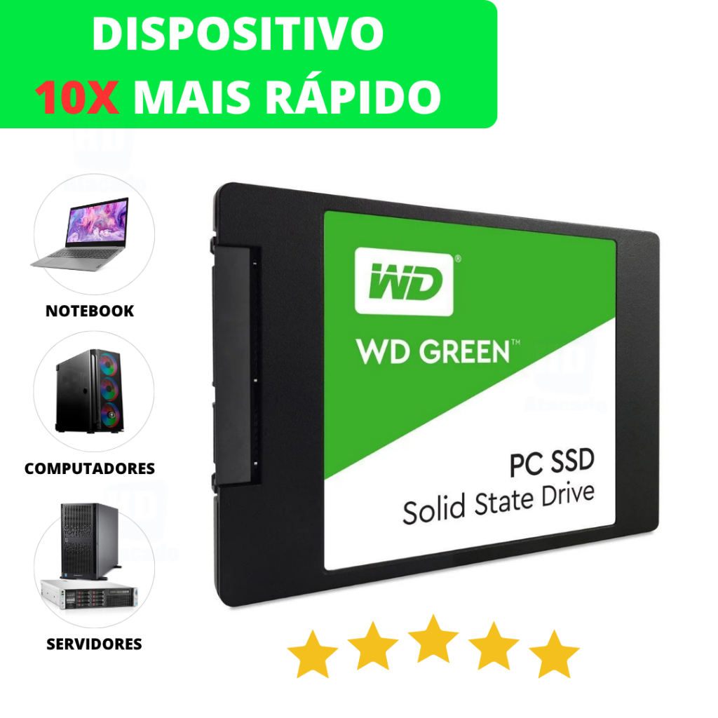 SSD Interno 2.5 Western Digital - PC - Notebook +Velocidade WD Green 120GB 240GB SATA 3 Original NF