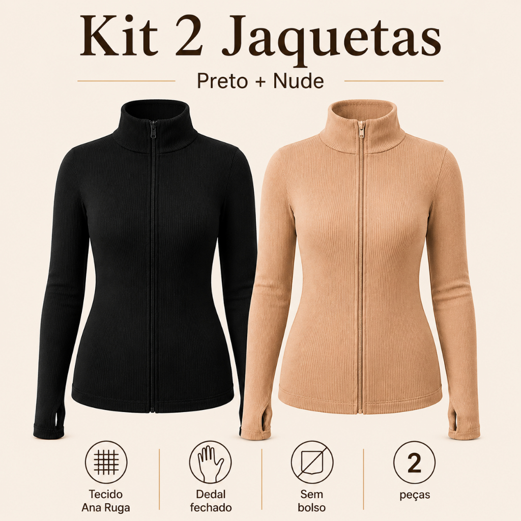 Kit 02 Jaqueta Ziper Manga Longa Treino Academia jaquetinha academia