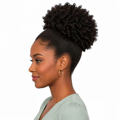 Aplique Rabo Coque Afro Puff Cacheado Orgânico Idêntico Ao Humano