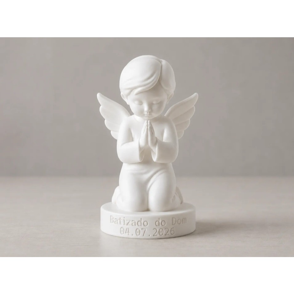 Lembrancinha de Batizado Anjinho Personalizado Decorativo | Primeira Eucaristia Nascimento Presente Religioso
