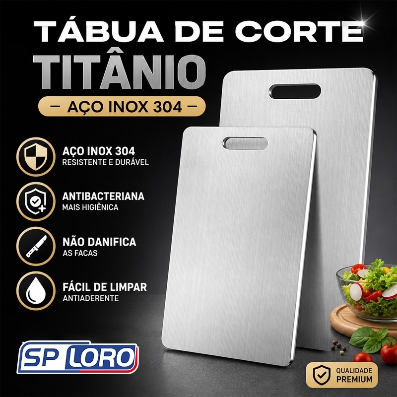 Tábua de Corte 46cm x 30cm Grande Aço Inoxidável 304 ntibacteriana Antimofo para Cozinha CB