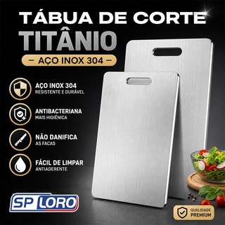 Tábua de Corte 46cm x 30cm Grande Aço Inoxidável 304 ntibacteriana Antimofo para Cozinha …