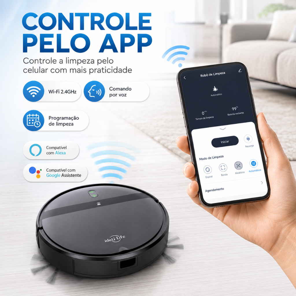 Robô de Limpeza Inteligente Aspirador Automático Anti-colisão Anti-queda Recarregável USB Bateria de alta duração — imagem 2 de 2