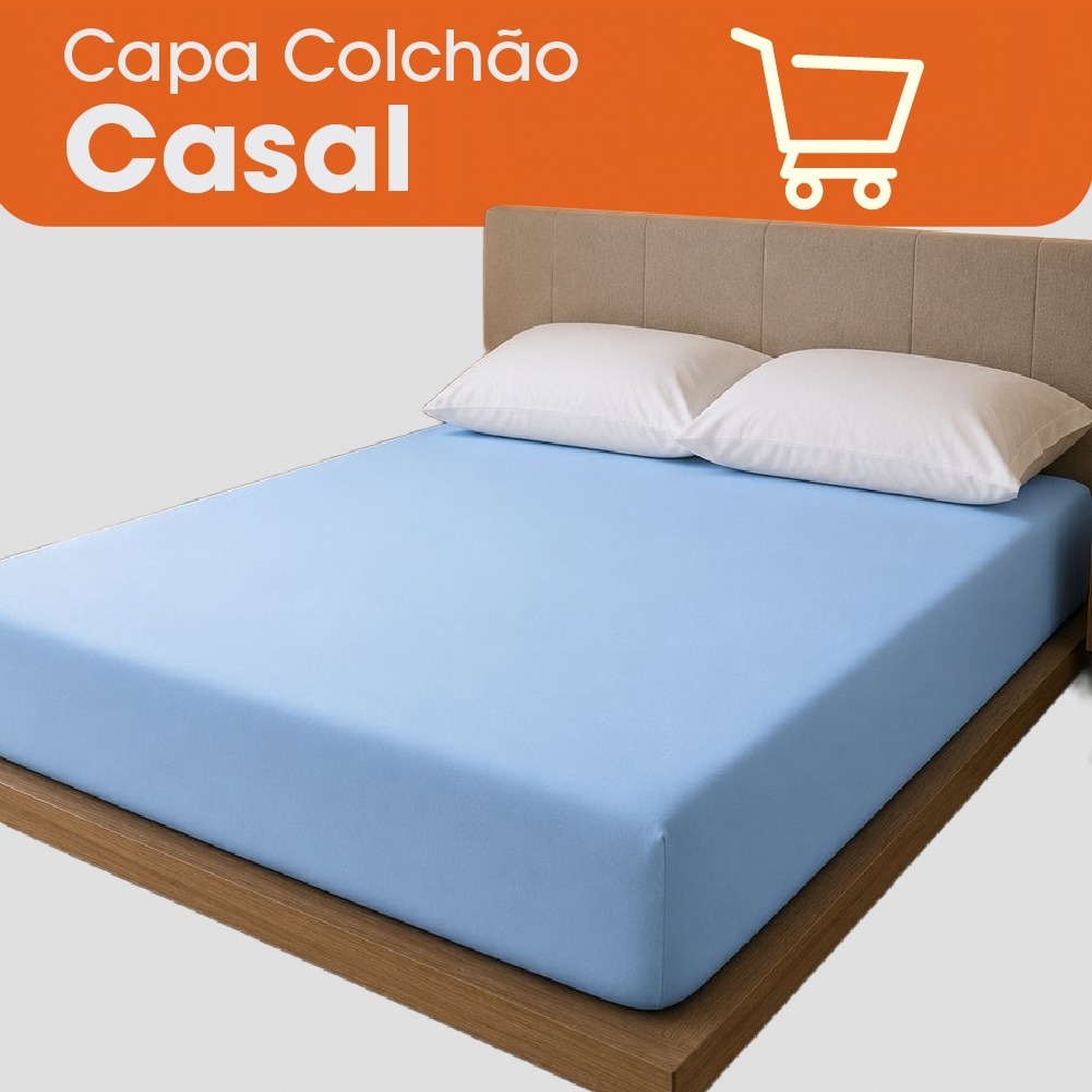 Capa Protetora Impermeavel Colchao Casal Box Ajuste Confortavel Duravel Azul C/ Elástico