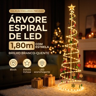 Árvore de Natal LED 1,8m Dobrável Montagem Rápida 31 Enfeites Luzes Brilhantes e Enfeites Inclusos Arvore Retratil