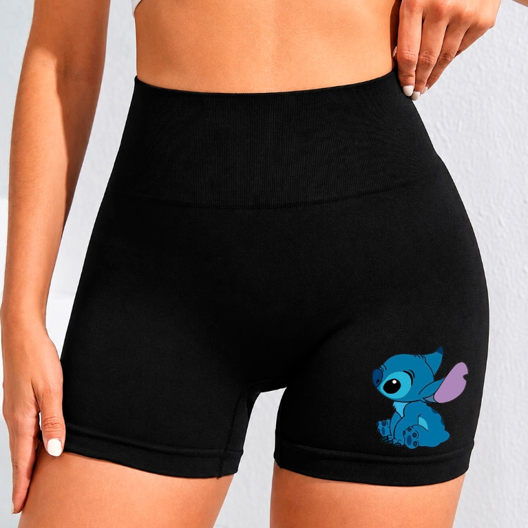 Shorts Feminino Suplex Short Legging Estampado Stitch Academia Fitness Mulher Treino Moda Fit Alta Qualidade Moda