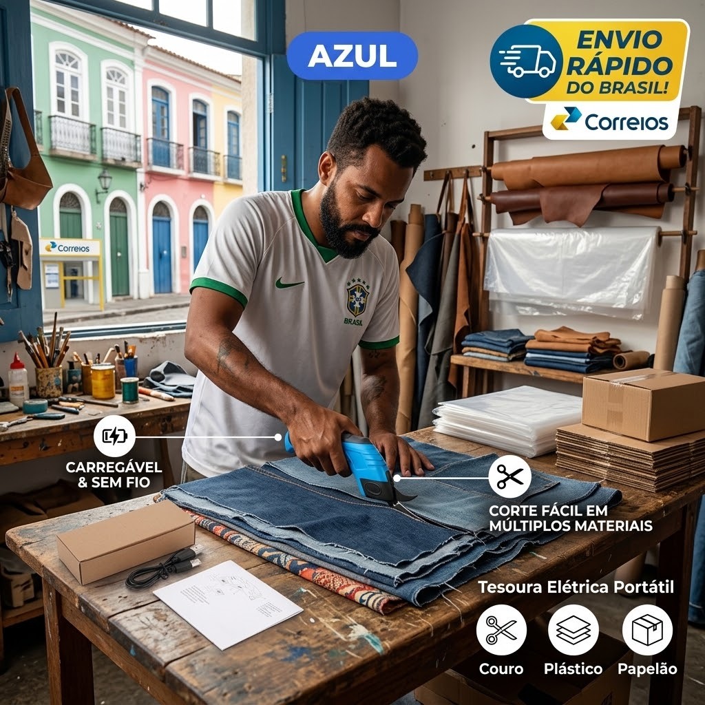 Tesoura Elétrica Portátil Recarregável Sem Fio para Tecido Couro Plástico Papelão Corte Fácil