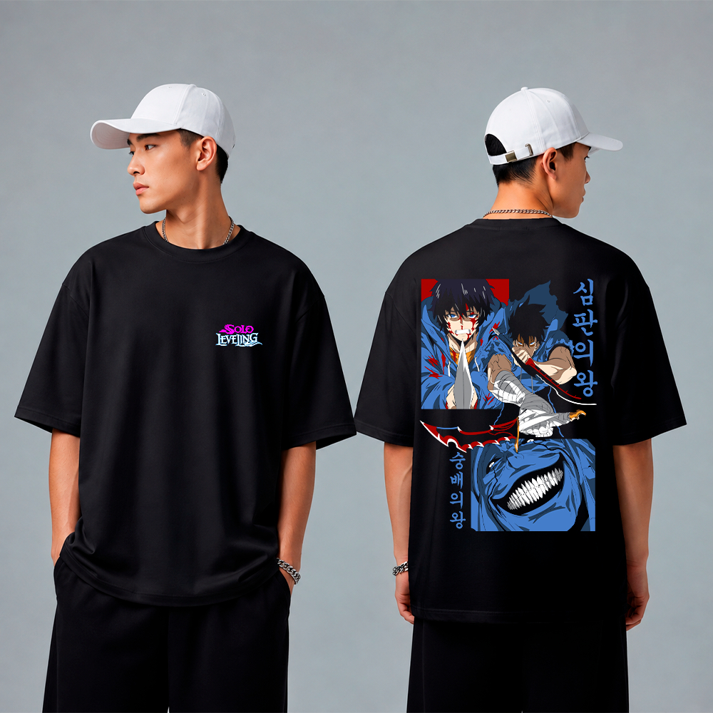 Camiseta Anime Solo Leveling Sung Jin Woo Oversized Premium Streetwear/casual/treino