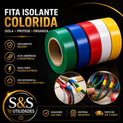 Kit 3, 5 e 10 Fita Isolante Antichamas Coloridas 5m Elétrica Pvc