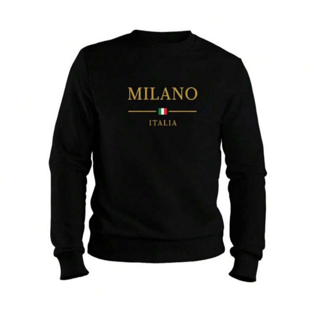 Moletom Masculino 100% Algodão Estilo Sueter Estampado Milano Blusa de Frio Gola Redonda Careca