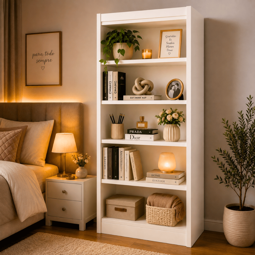 Livreiro branco Organizador Multiuso Estante 5 Prateleiras   Livros Quarto Sala Escritório Decoração