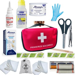 Kit de Primeiros Socorros Médio com Bolsa Portátil Prática Viagem Carro Casa Empresa