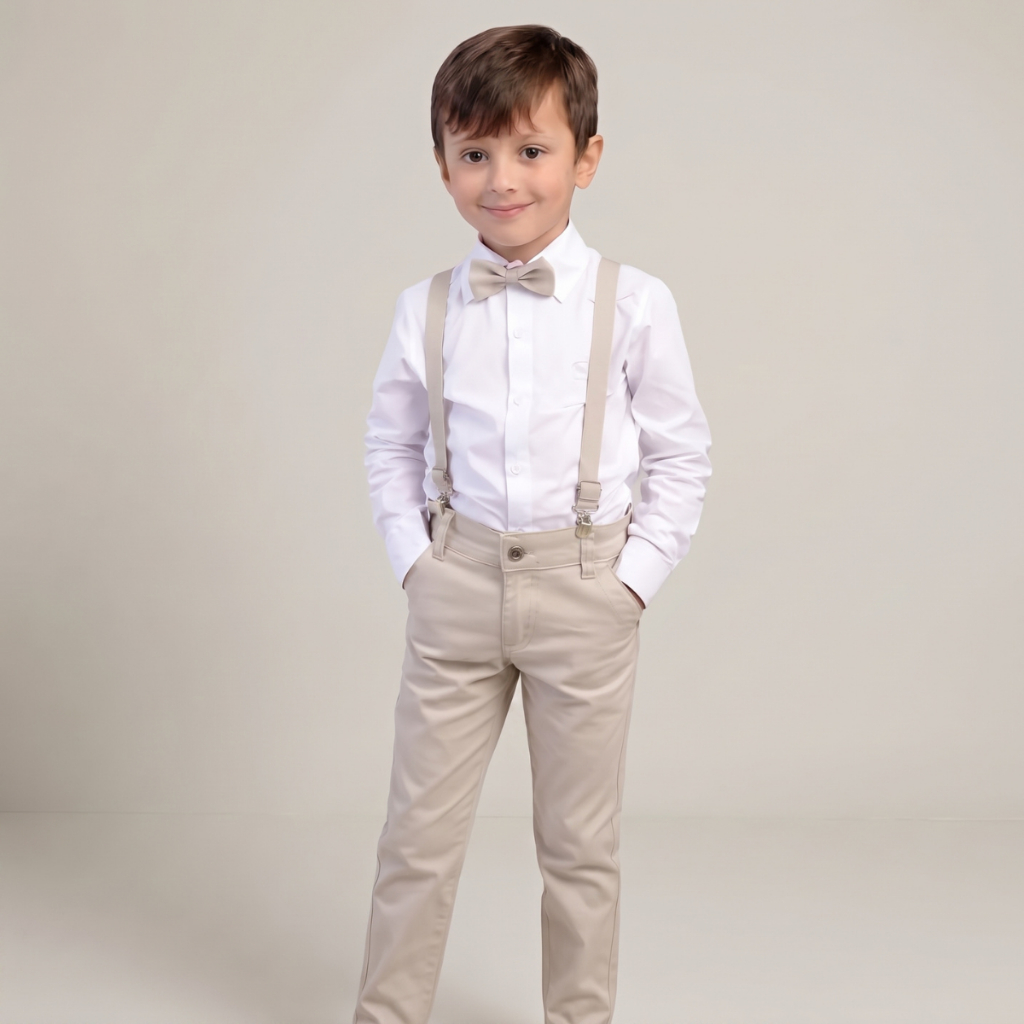 Conjunto Social Juvenil Menino 10 a 16 Anos Camisa Calça Suspensório Gravata Batizado Casamento Pajem Formatura