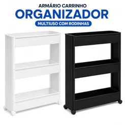 Armário Carrinho Organizador Multiuso com Rodinhas Banheiro Lavanderia Cozinha Quarto Escolha a Cor
