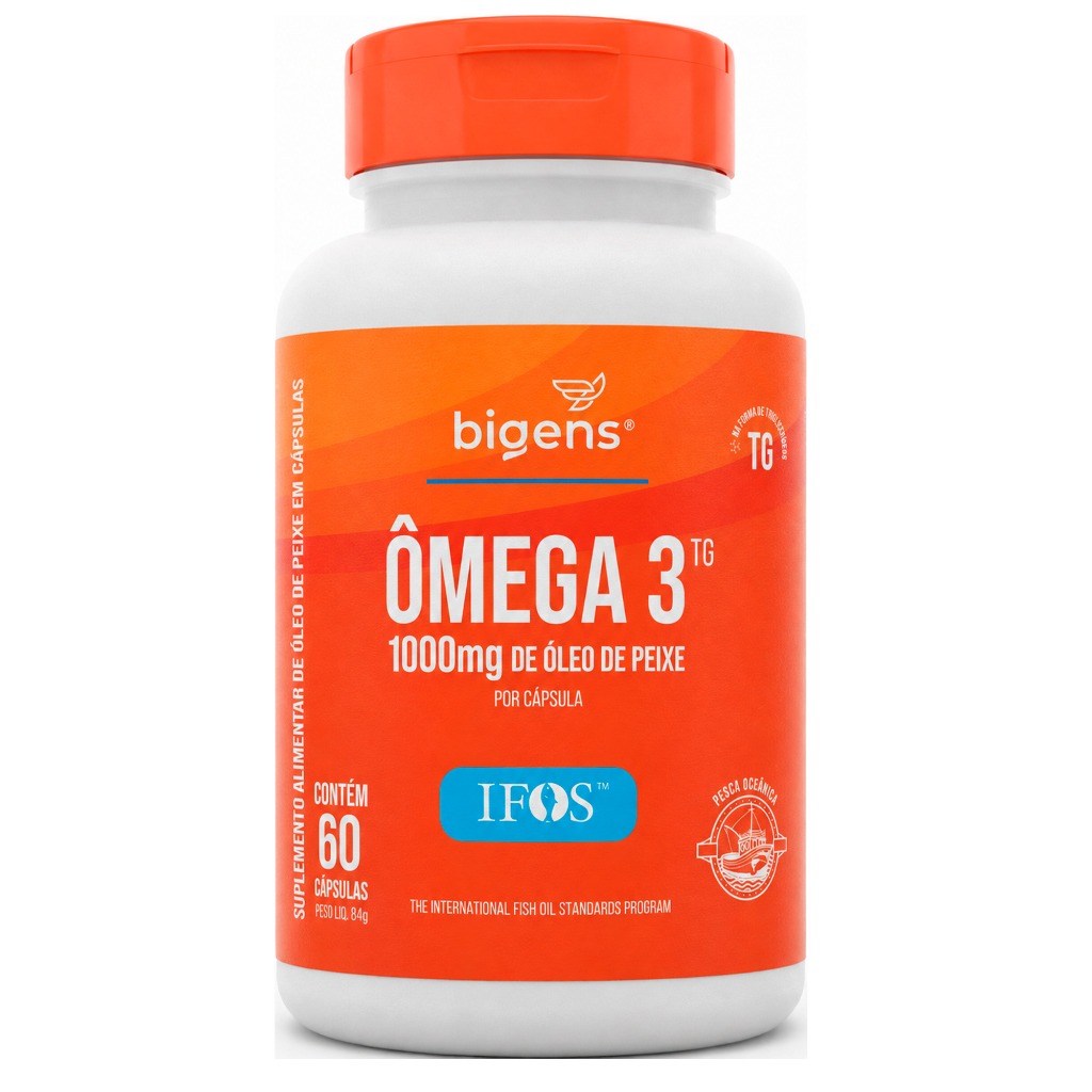 BIGENS Ômega 3 TG IFOS 60 Cápsulas EPA DHA 1000mg Óleo de Peixe