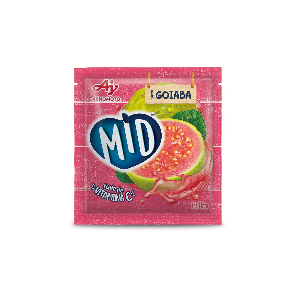 Kit Refresco em Pó MID® Sabor Goiaba Com 15 Unidades de 20g