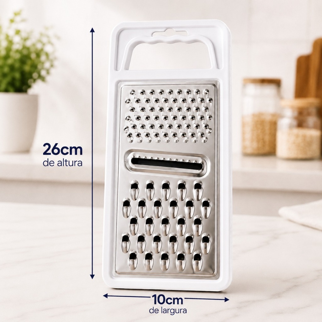 Ralador 3 Funções Aço Inox Para Queijo Legumes Verduras Fatiador Cortador Manual Cozinha Multiuso — imagem 2 de 2