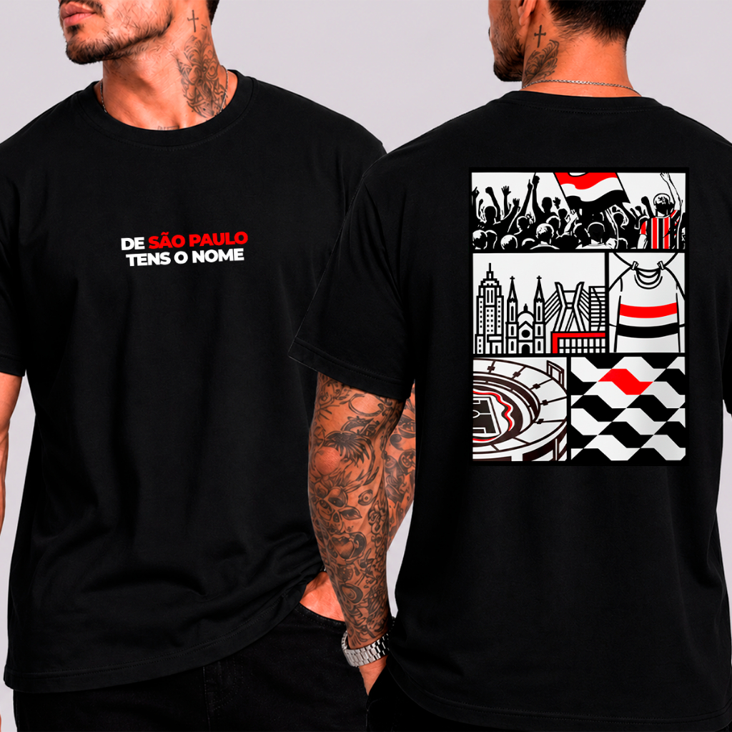 Camisa Camiseta Tricolor SPFC Torcedor Time Streetwear 100% Algodão