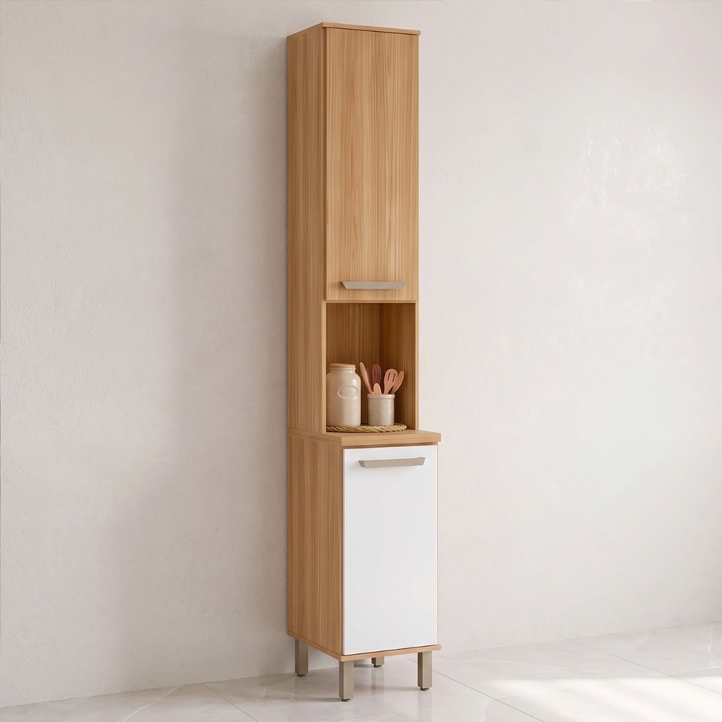 Paneleiro de Cozinha 2 Portas 36cm Rita Freijó/Off Acetinado Z44 - Mpozenato