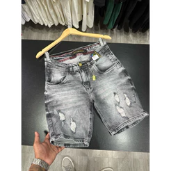 Bermuda shorts jeans masculino cinza rasgos city