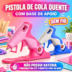 Pistola de Cola Quente Sem Fio artePunto - Bico Fino - 7mm - Azul ou Pink a Escolha