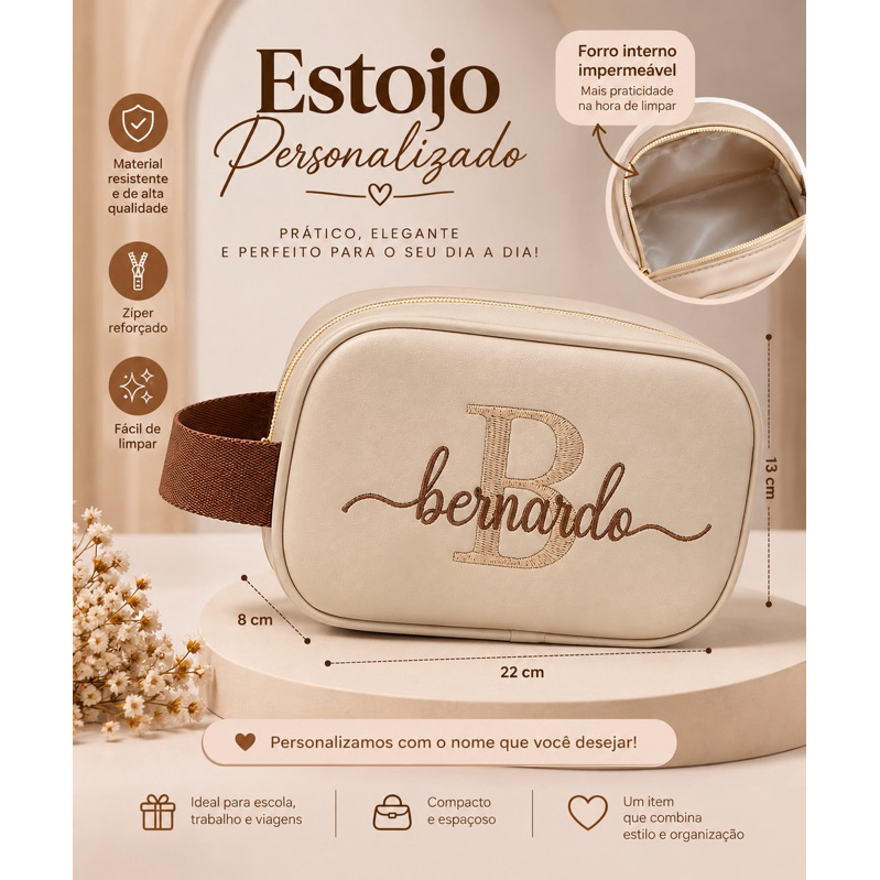 Estojo Necessaire Impermeável com bordado personalizado