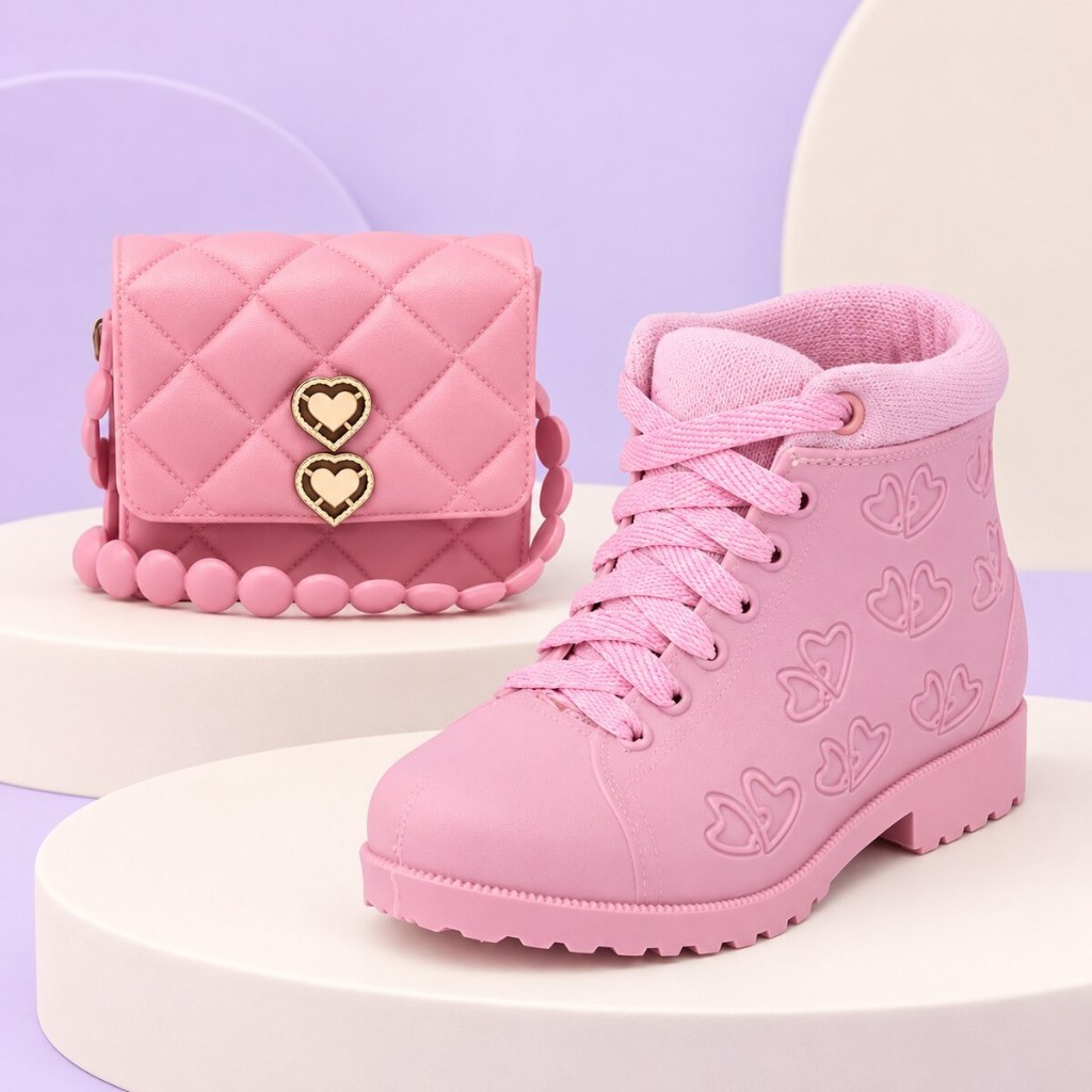 Kit Infantil Bolsinha + Botinha para Menina – Confortável, Fashion e Presente