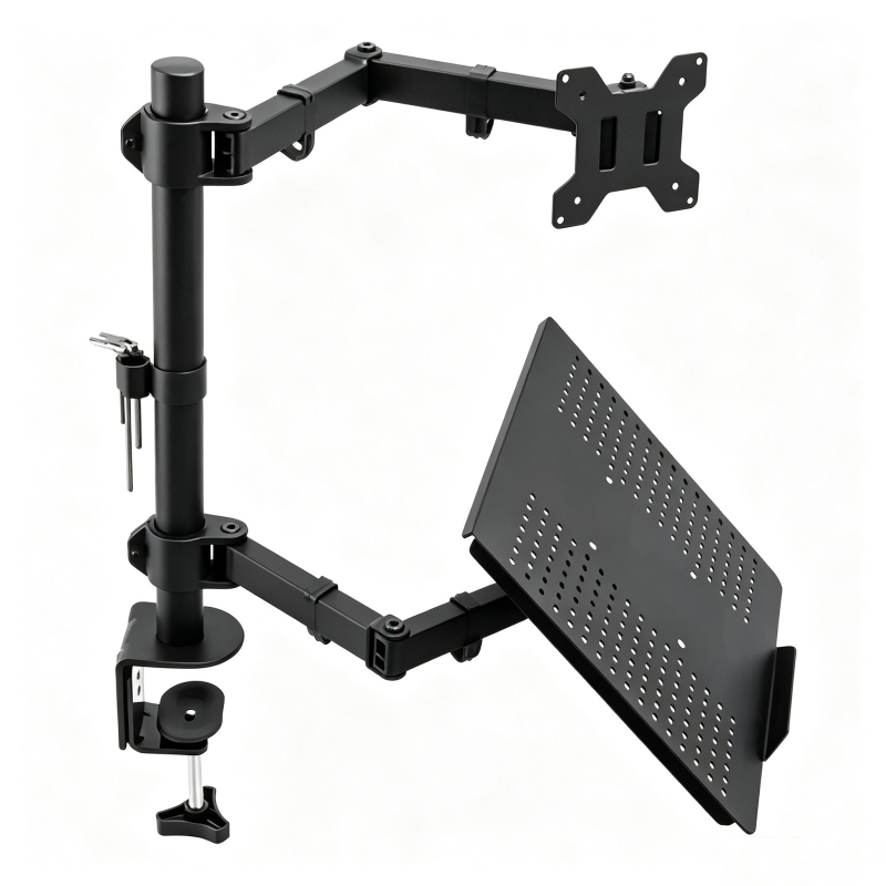 Suporte Duplo Articulado De Mesa Para Monitor E Notebook