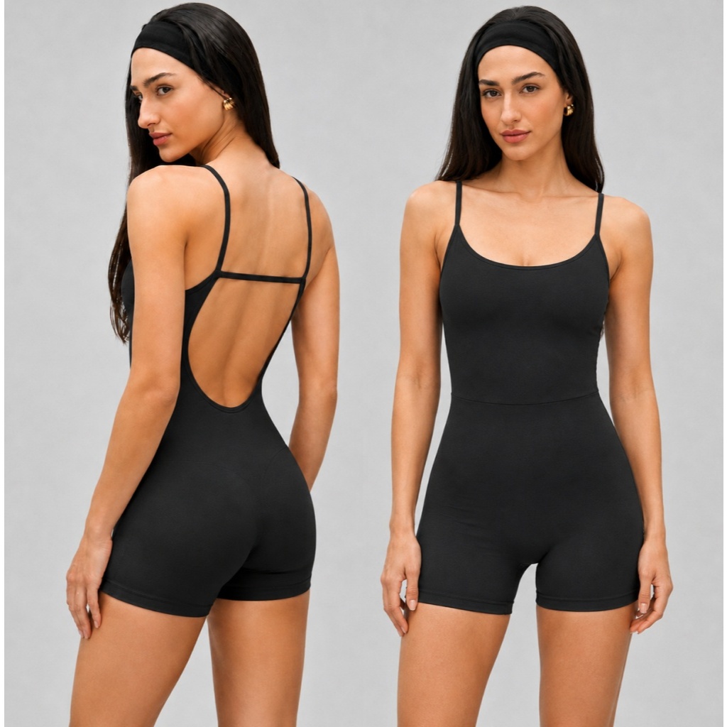 Macaquinho Fitness Blackout Alcinha Slim Sem Transparência Academia Macacão Crossfit Esportivo Treino Corrida Yoga
