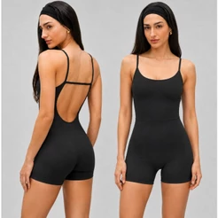Macaquinho Fitness Blackout Alcinha Slim Sem Transparência Academia Macacão Crossfit Esportivo Treino Corrida Yoga
