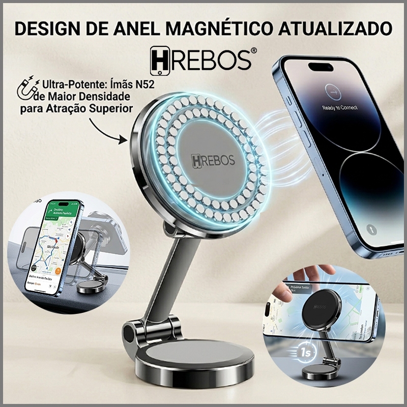 HREBOS Suporte para celular portátil e dobrável; permite rotação de 360°e ajuste de altura; simples de usar e resistente