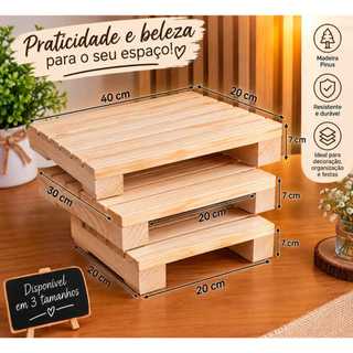 Kit Suporte para Doces em Madeira Pinus – Expositor para Brigadeiros e Festas – 3 Tamanhos