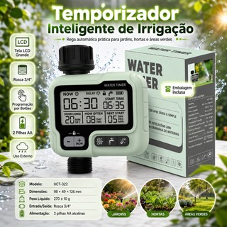Temporizador de Irrigação Automático com Função Atraso de Chuva, Equipamento Gotejamento para Jardim, Gramado e Estufa