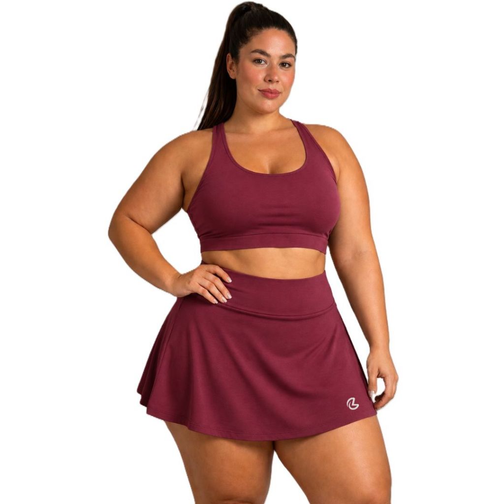 Shorts Saia Rodado Plus Size Cintura Alta Academia Fitness Zumba Dança Yoga Pilates