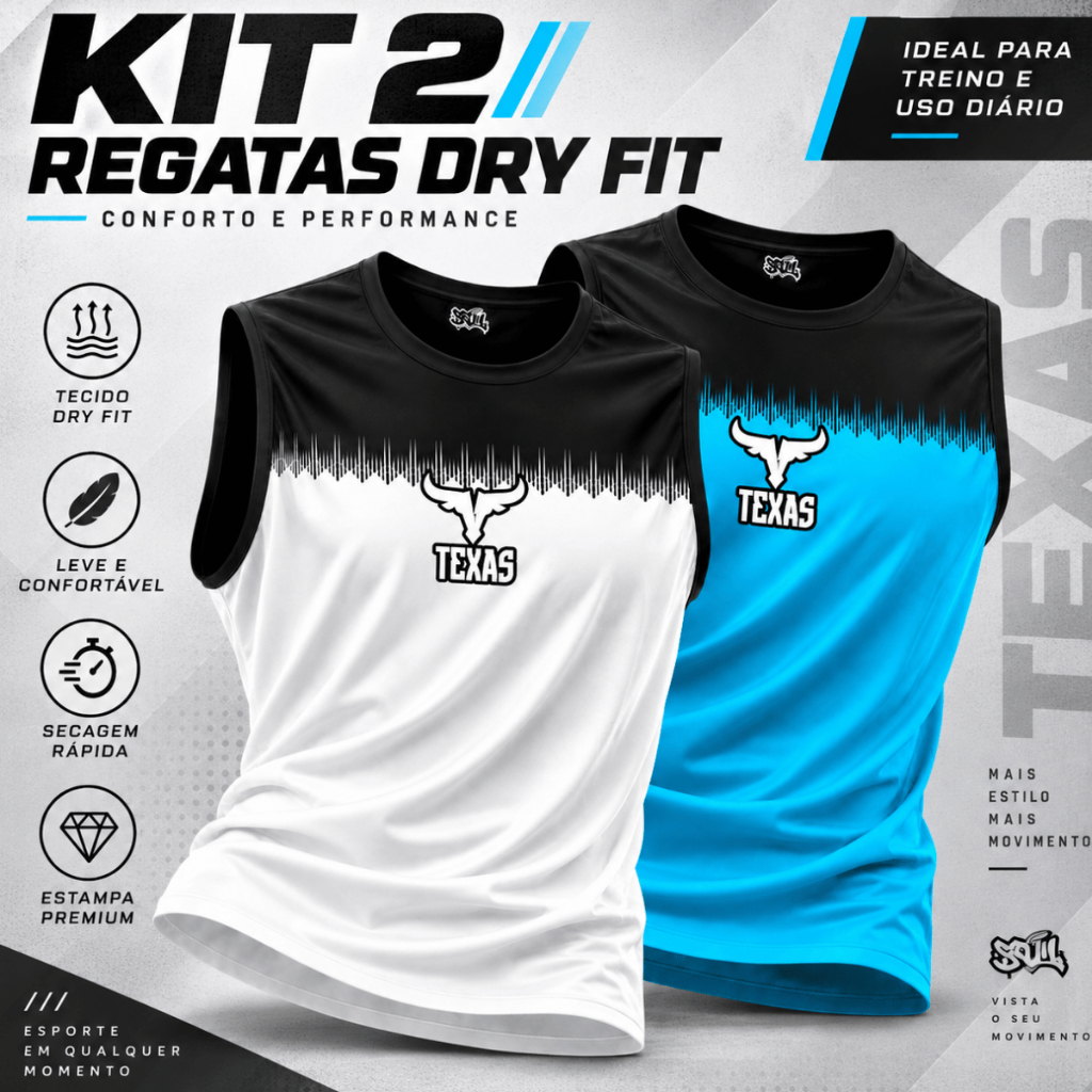 Kit 2 Camisa Regata Masculina DRIFIT Gym Musculação Treino Academia Caminhada Corrida