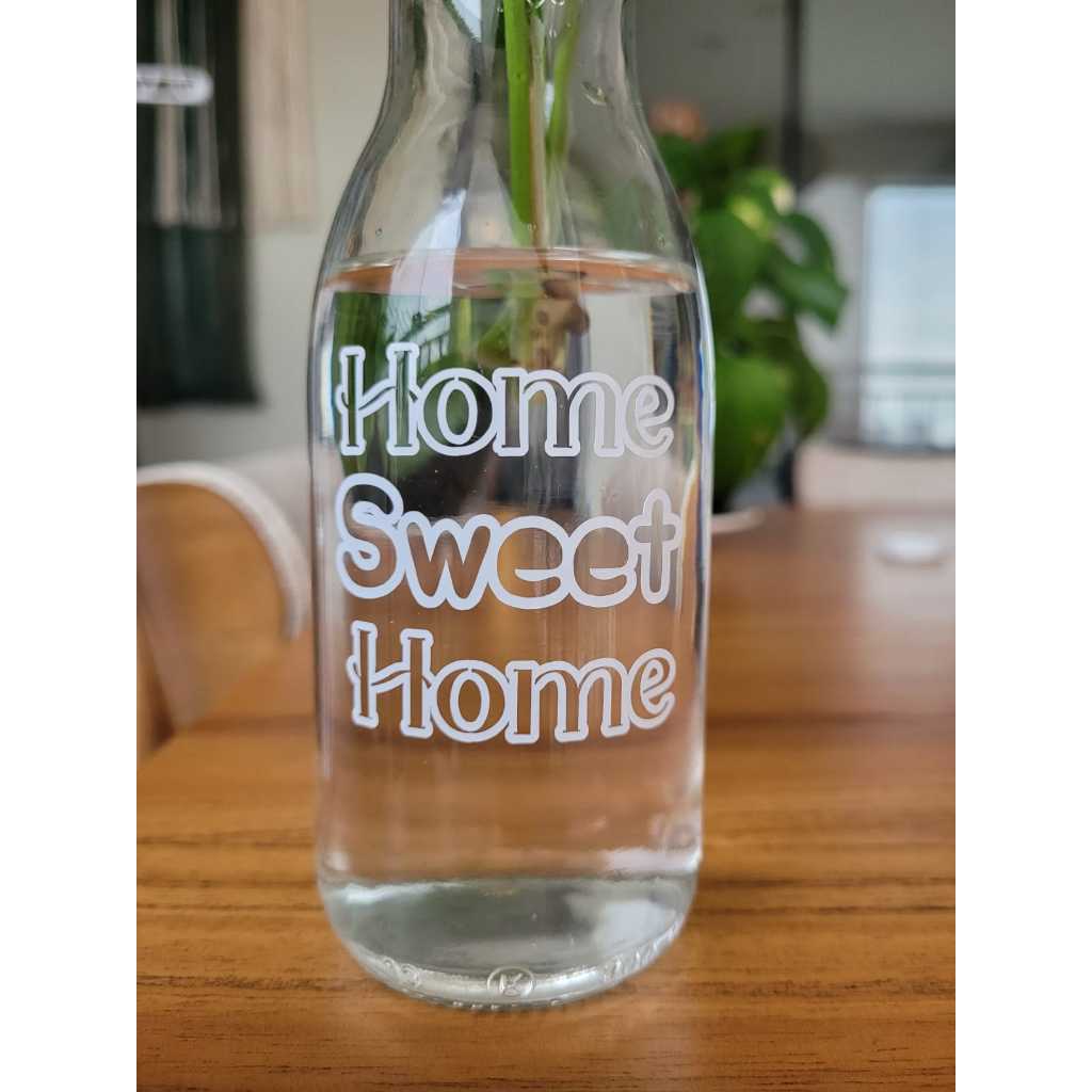 Garrafinha de Vidro Decorativa Home Sweet Home Vaso para Plantas