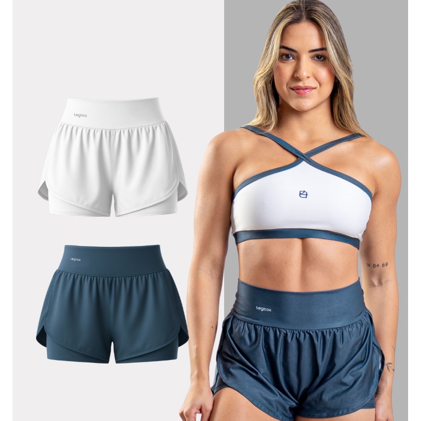 Kit 2 Shorts Corrida Duplo Legbox Academia Fitness Treino Ginastica