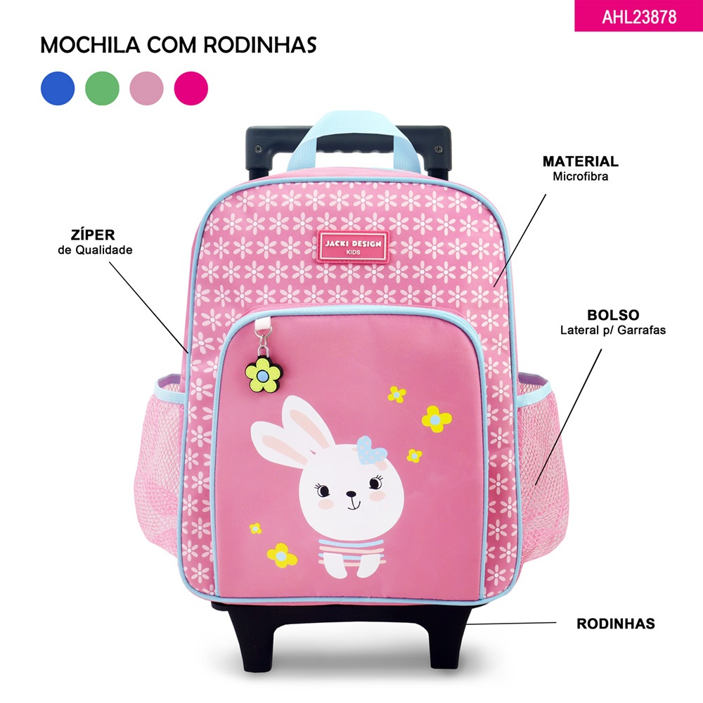Kit Escolar Mochila Rodinha Infantil Lancheira Térmica Pote Garrafa Jacki Design Escolar e Passeio · foto 2