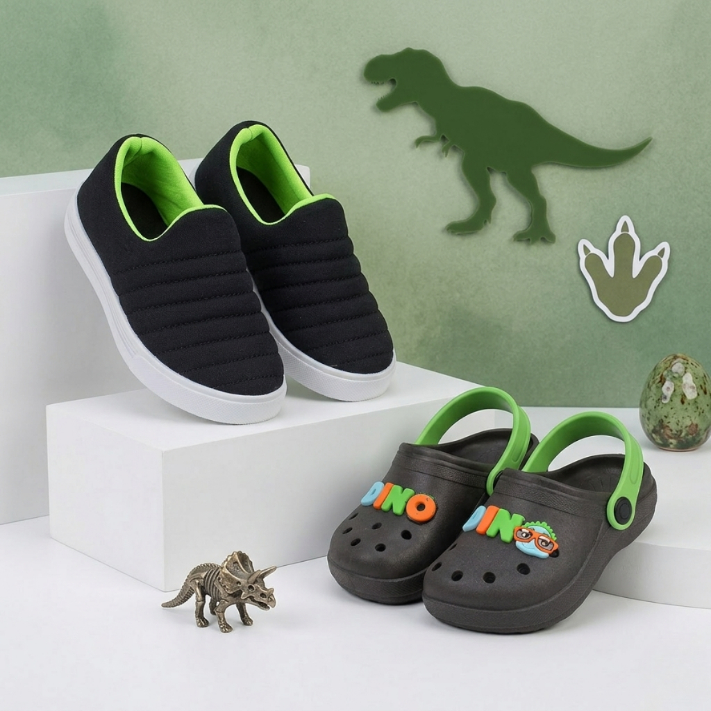 Kit Tênis Infantil Menino Calce Facil+Sandália Masculina Infantil Leve e Macia