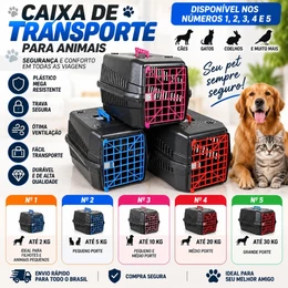 Caixa de Transporte Pet Para Caes Cachorro e Gato Pequeno Médio e Grande Reforçada