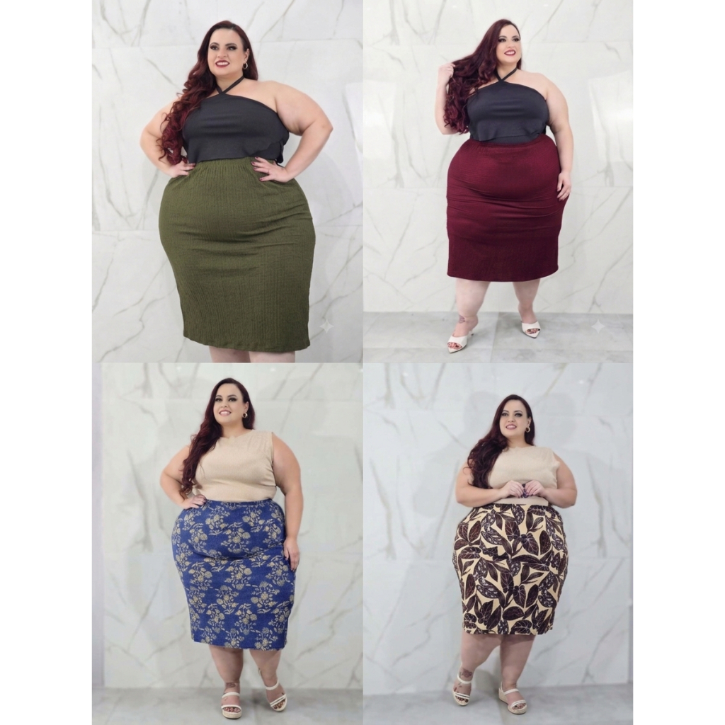 Saia Liganete e Saia Texturizada Kit Plus Size G1ao G5 Feminina