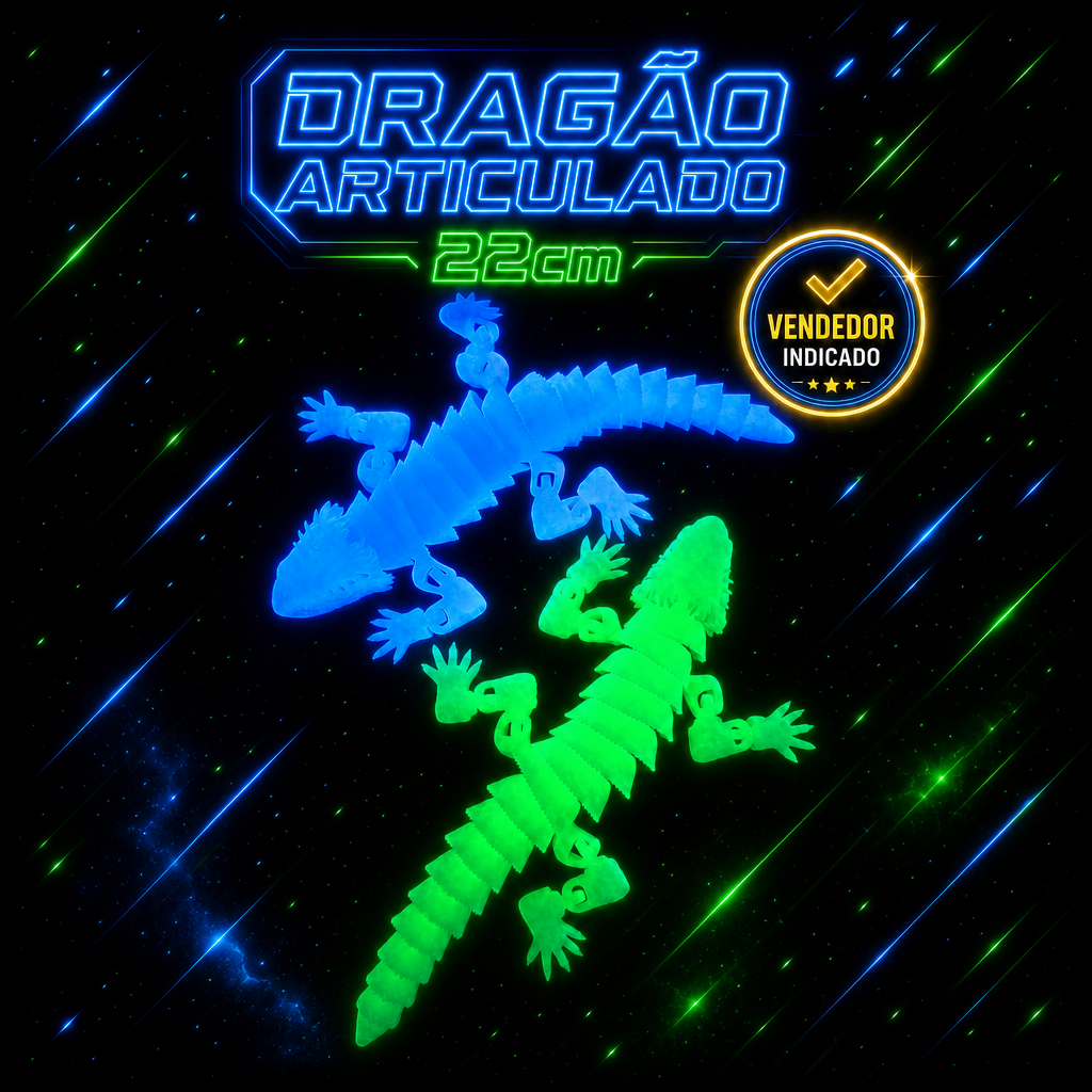 Dragão Sensorial  Articulado Brinquedo Brilha No Escuro Para Quarto 22cm Decoração Presente Flexível Relaxante