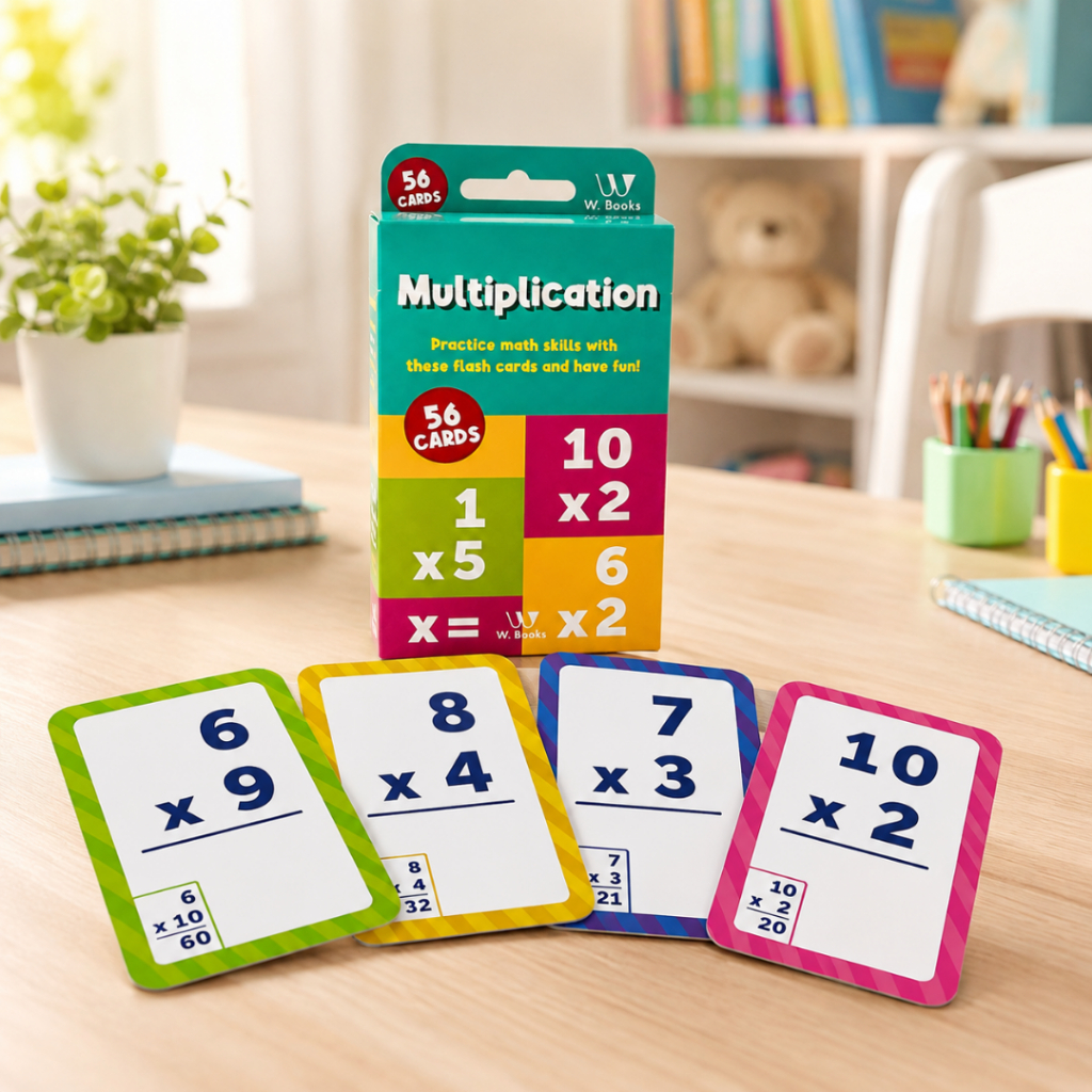 Kit Flash Cards Multiplicação Matemática Infantil Educativo Inglês Tabuada Aprendizado Lúdico Kids