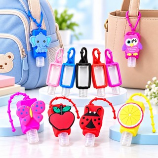 Kit 3 Porta Álcool em Gel Portátil 30ml Chaveiro frasco Silicone Garrafinha Higienizadora para mãos