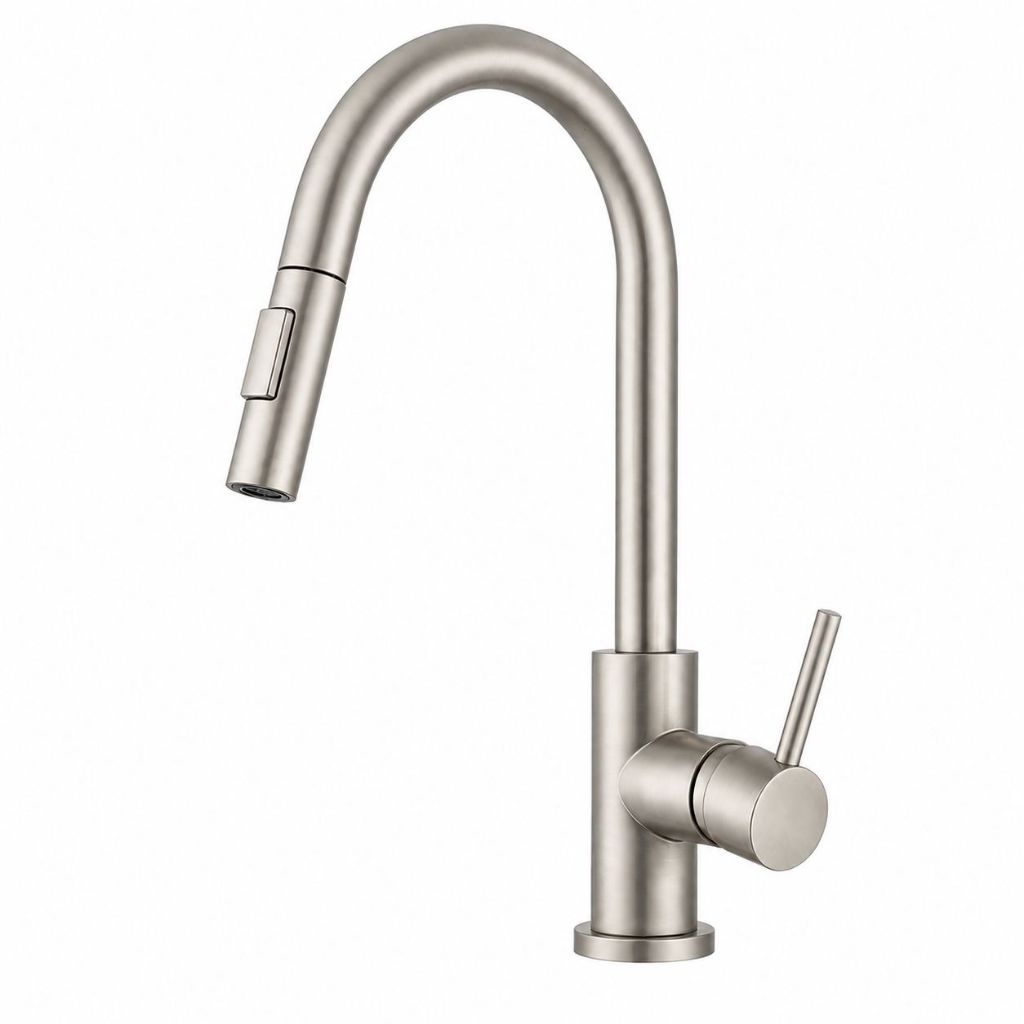 Torneira Gourmet Monocomando Giratória Extensível Escovado