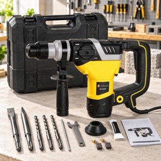 Martelete Rompedor Profissional Nakasaki 7Kg 1500W SDS Plus Furadeira Impacto 3 Funções + Acessórios