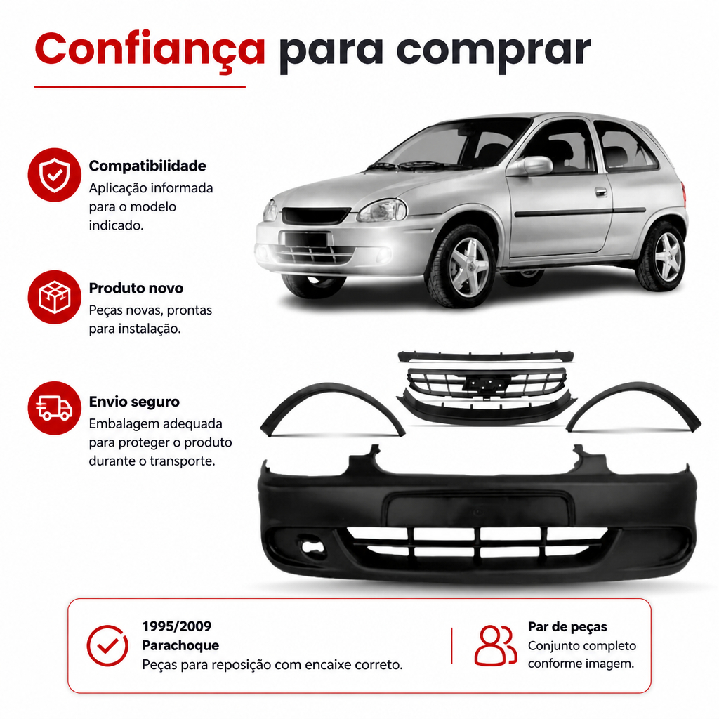 Parachoque Corsa Classic 1995 1996 1997 1998 1999 2000 2001 2002 2003 2004 2005 2006 2007 2008 2009 Completo 1ª Linha · foto 2