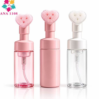 ANA 1108 Frasco PUMP COM ESCOVA DE SILICONE PARA LIMPEZA FACIAL SKINCARE 100MLRosa/150MLRosa/Branco