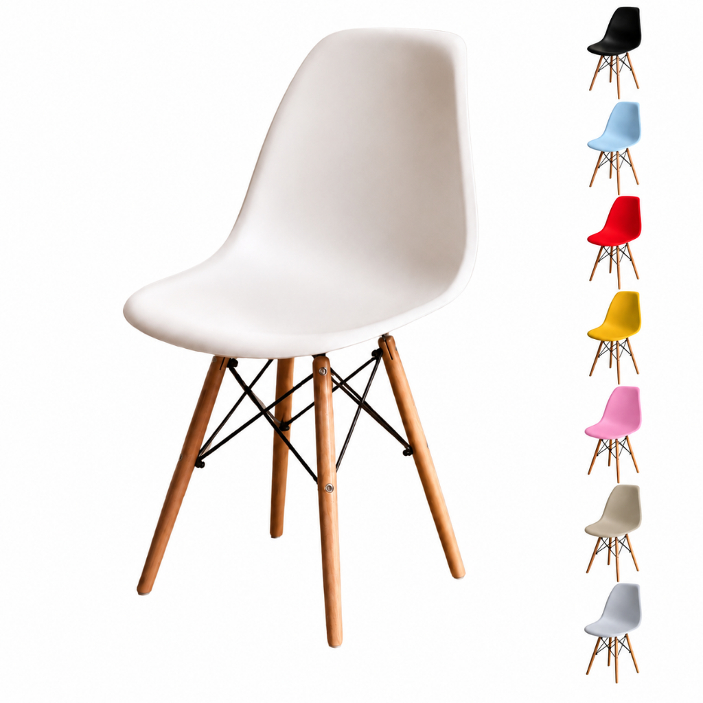 Cadeira Eiffel Eames Pés De Madeira Sala Quarto Cozinha Escritório Moderna Design Premium